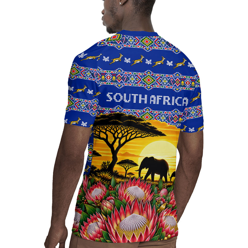 South Africa Christmas Rugby Jersey African Culture Protea Flower Safari Sunset