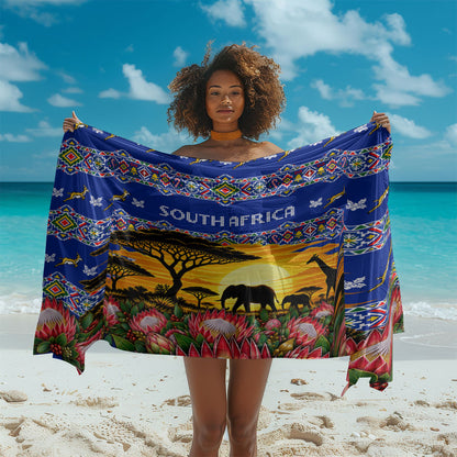 South Africa Christmas Sarong African Culture Protea Flower Safari Sunset