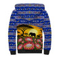 South Africa Christmas Sherpa Hoodie African Culture Protea Flower Safari Sunset