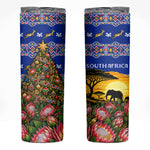 South Africa Christmas Skinny Tumbler African Culture Protea Flower Safari Sunset