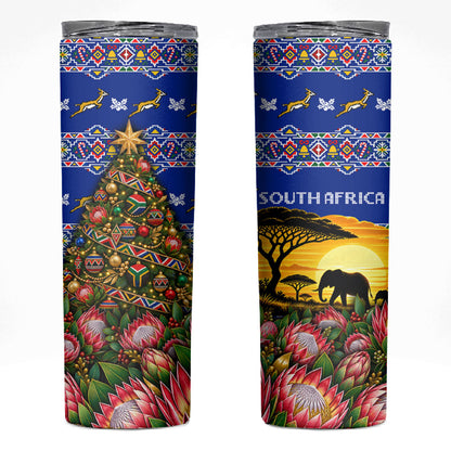South Africa Christmas Skinny Tumbler African Culture Protea Flower Safari Sunset