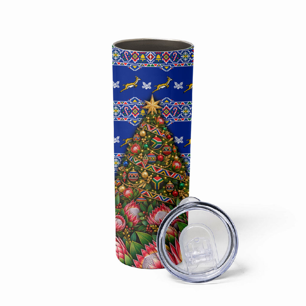 South Africa Christmas Skinny Tumbler African Culture Protea Flower Safari Sunset