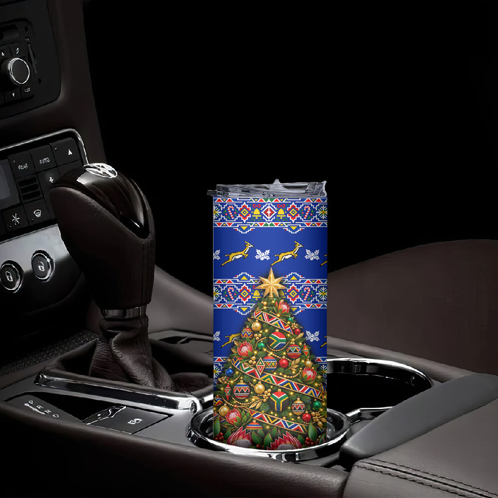 South Africa Christmas Skinny Tumbler African Culture Protea Flower Safari Sunset