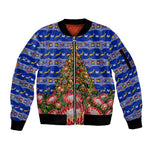 South Africa Christmas Sleeve Zip Bomber Jacket African Culture Protea Flower Safari Sunset
