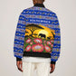 South Africa Christmas Sleeve Zip Bomber Jacket African Culture Protea Flower Safari Sunset