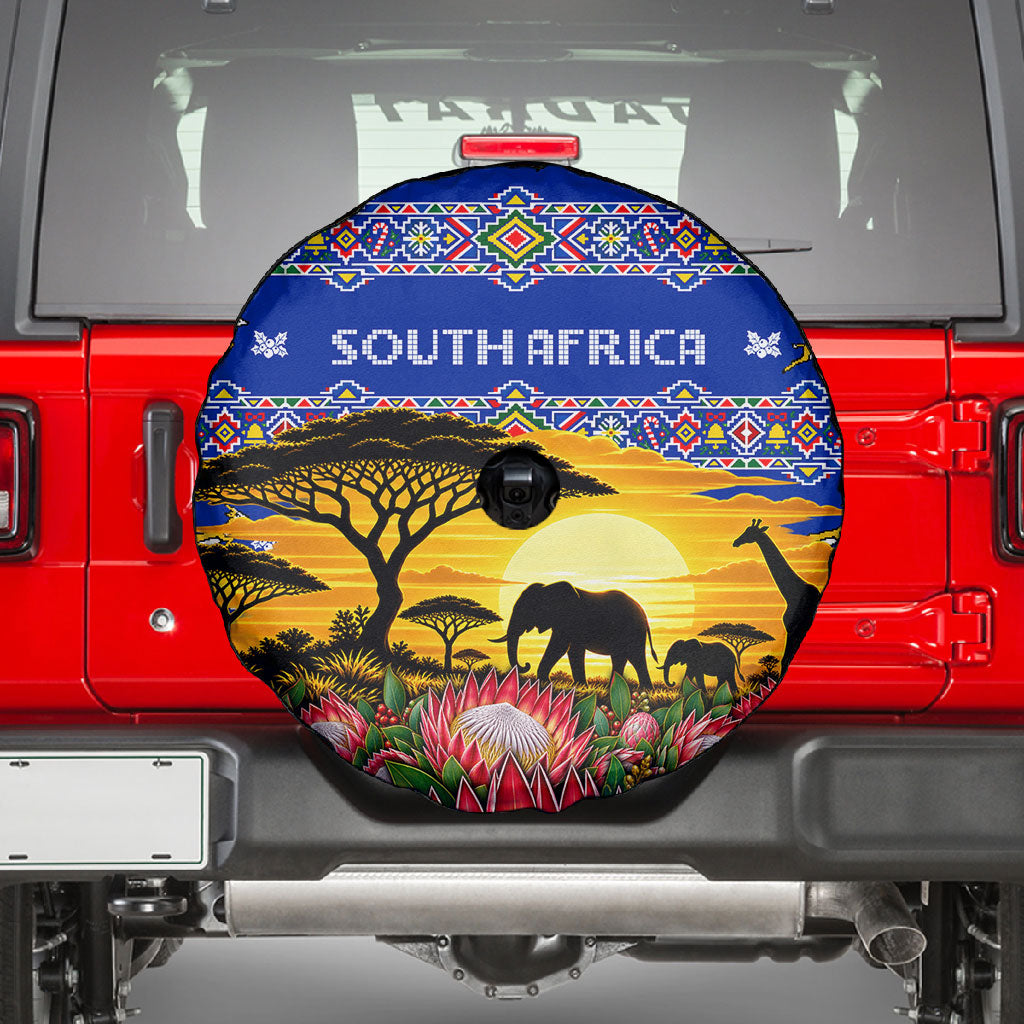 South Africa Christmas Spare Tire Cover African Culture Protea Flower Safari Sunset
