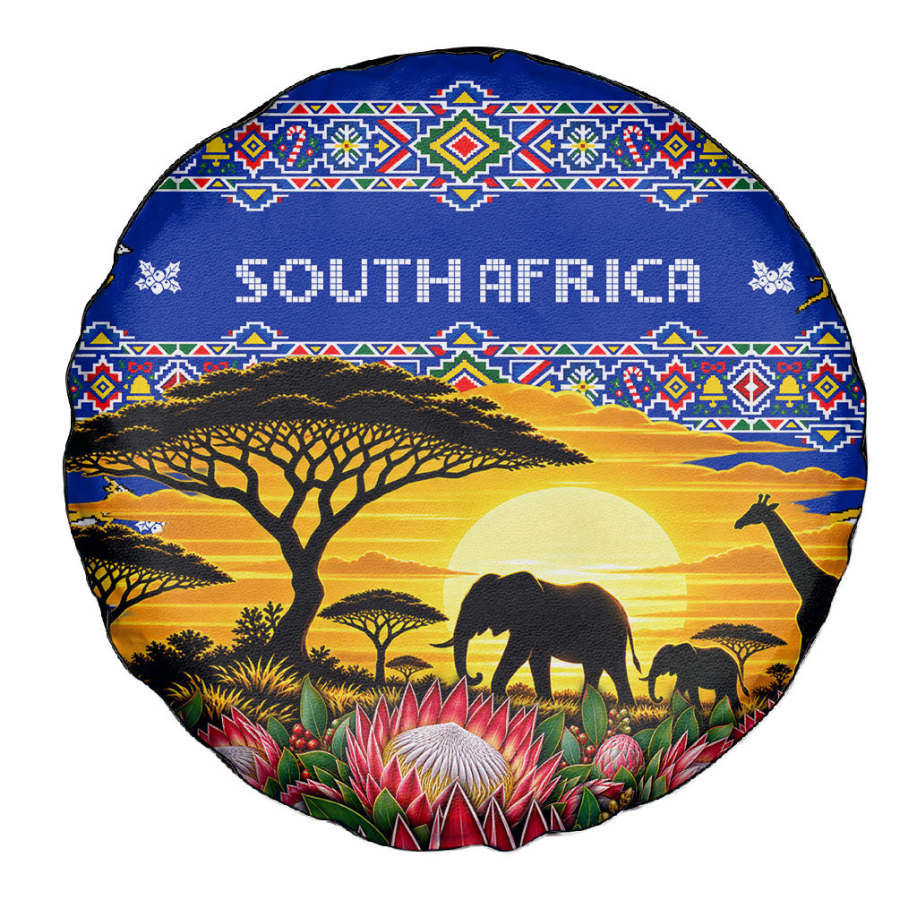 South Africa Christmas Spare Tire Cover African Culture Protea Flower Safari Sunset