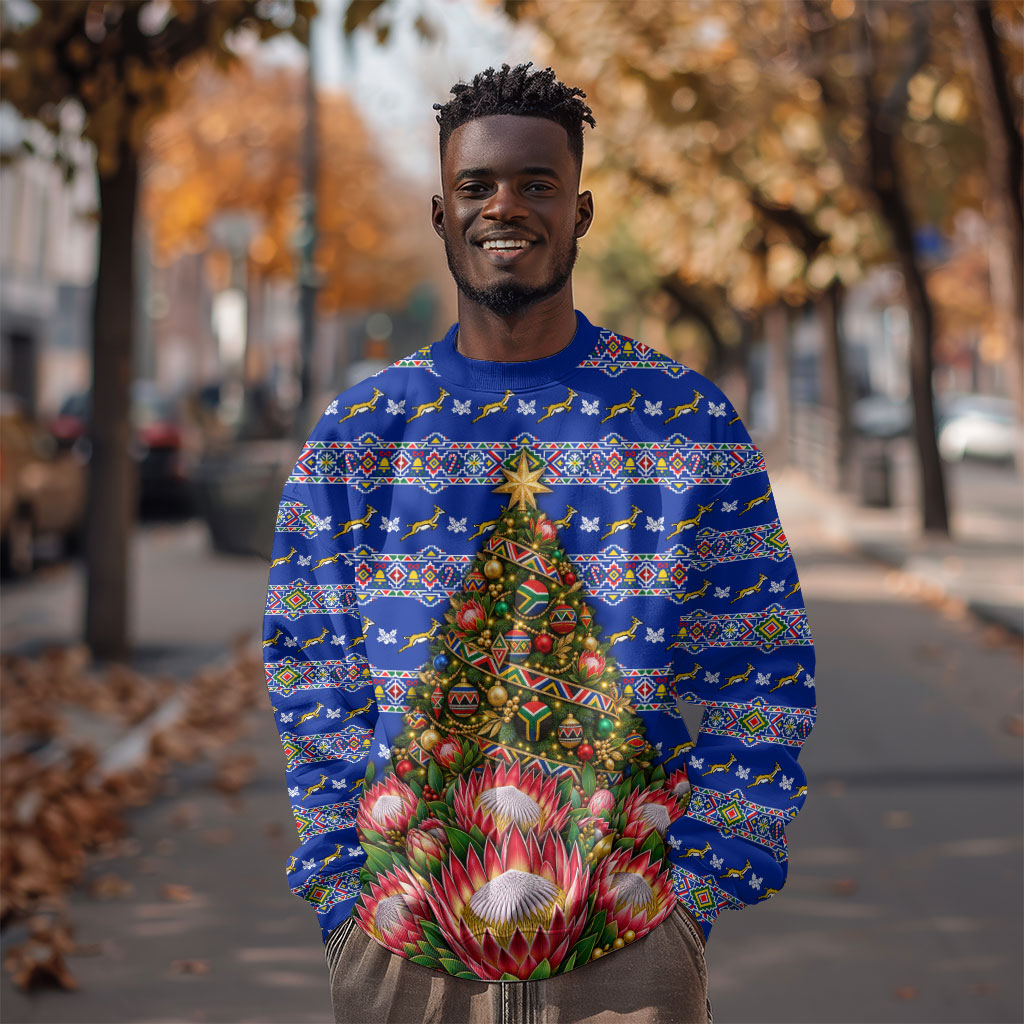 South Africa Christmas Sweatshirt African Culture Protea Flower Safari Sunset