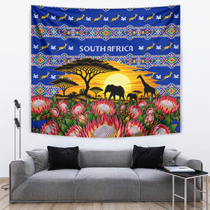 South Africa Christmas Tapestry African Culture Protea Flower Safari Sunset