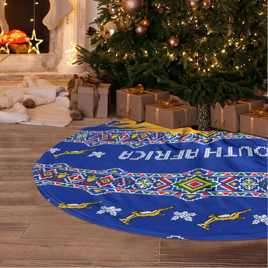 South Africa Christmas Tree Skirt African Culture Protea Flower Safari Sunset