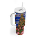 South Africa Christmas Tumbler With Handle African Culture Protea Flower Safari Sunset