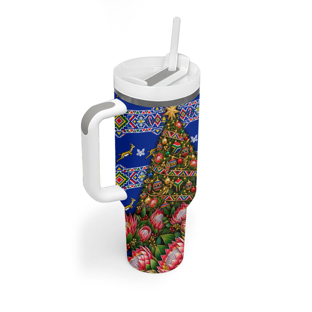 South Africa Christmas Tumbler With Handle African Culture Protea Flower Safari Sunset