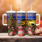 South Africa Christmas Tumbler With Handle African Culture Protea Flower Safari Sunset