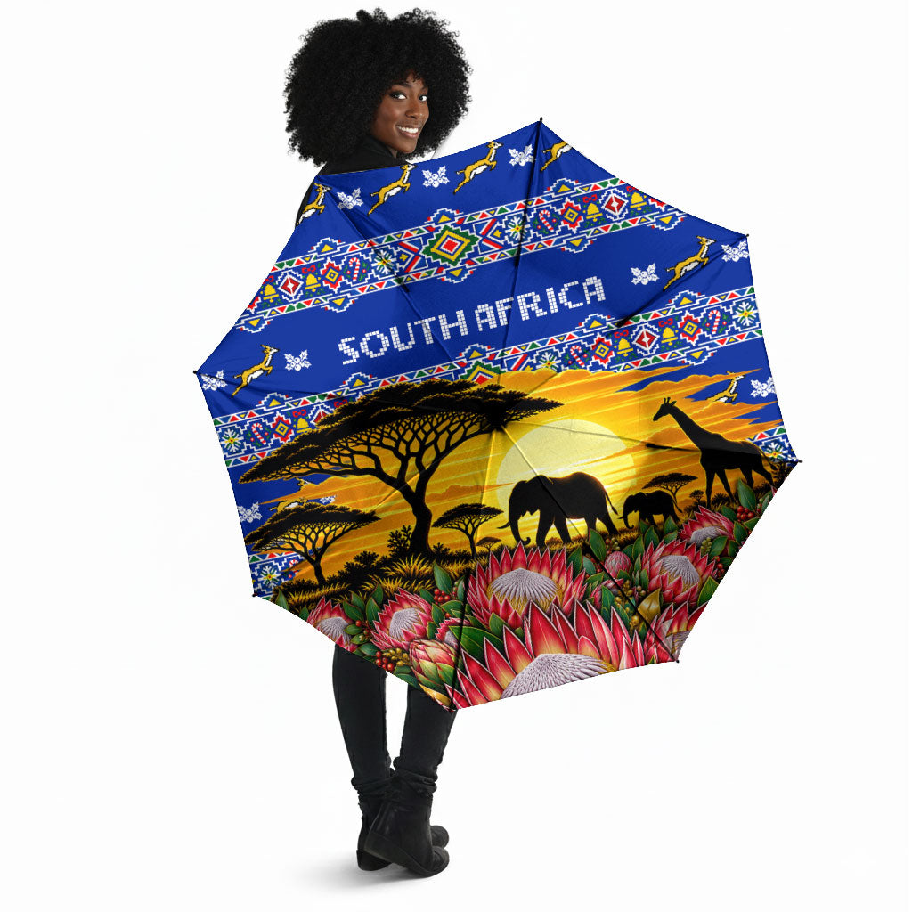 South Africa Christmas Umbrella African Culture Protea Flower Safari Sunset