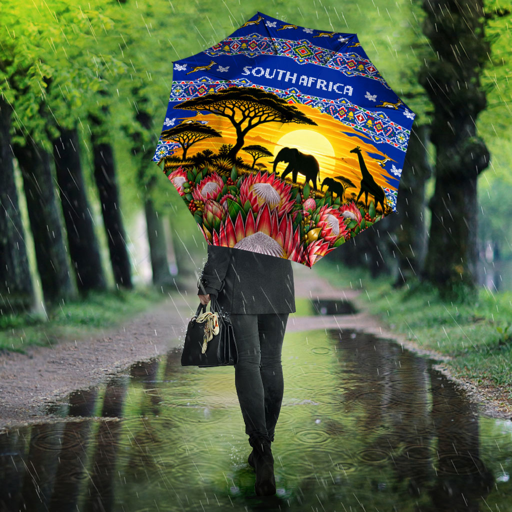 South Africa Christmas Umbrella African Culture Protea Flower Safari Sunset