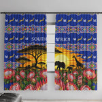 South Africa Christmas Window Curtain African Culture Protea Flower Safari Sunset