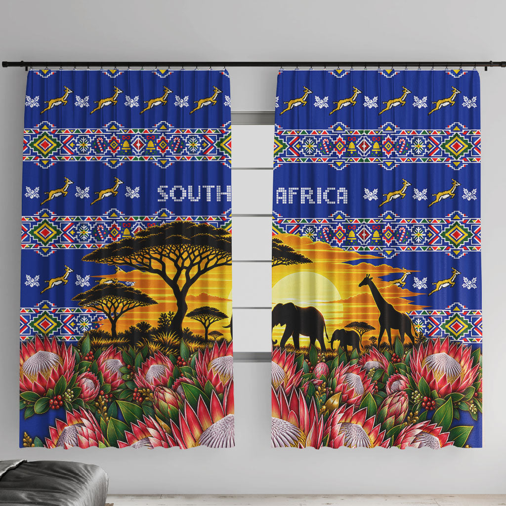 South Africa Christmas Window Curtain African Culture Protea Flower Safari Sunset