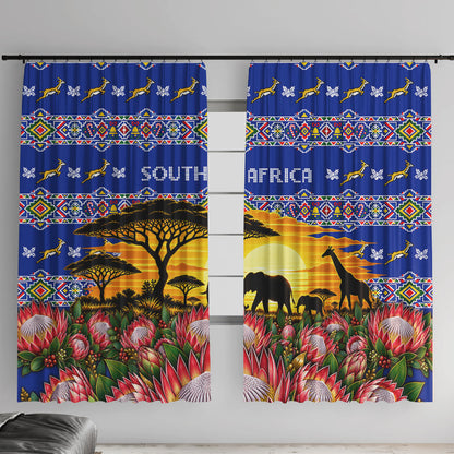 South Africa Christmas Window Curtain African Culture Protea Flower Safari Sunset