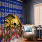 South Africa Christmas Window Curtain African Culture Protea Flower Safari Sunset