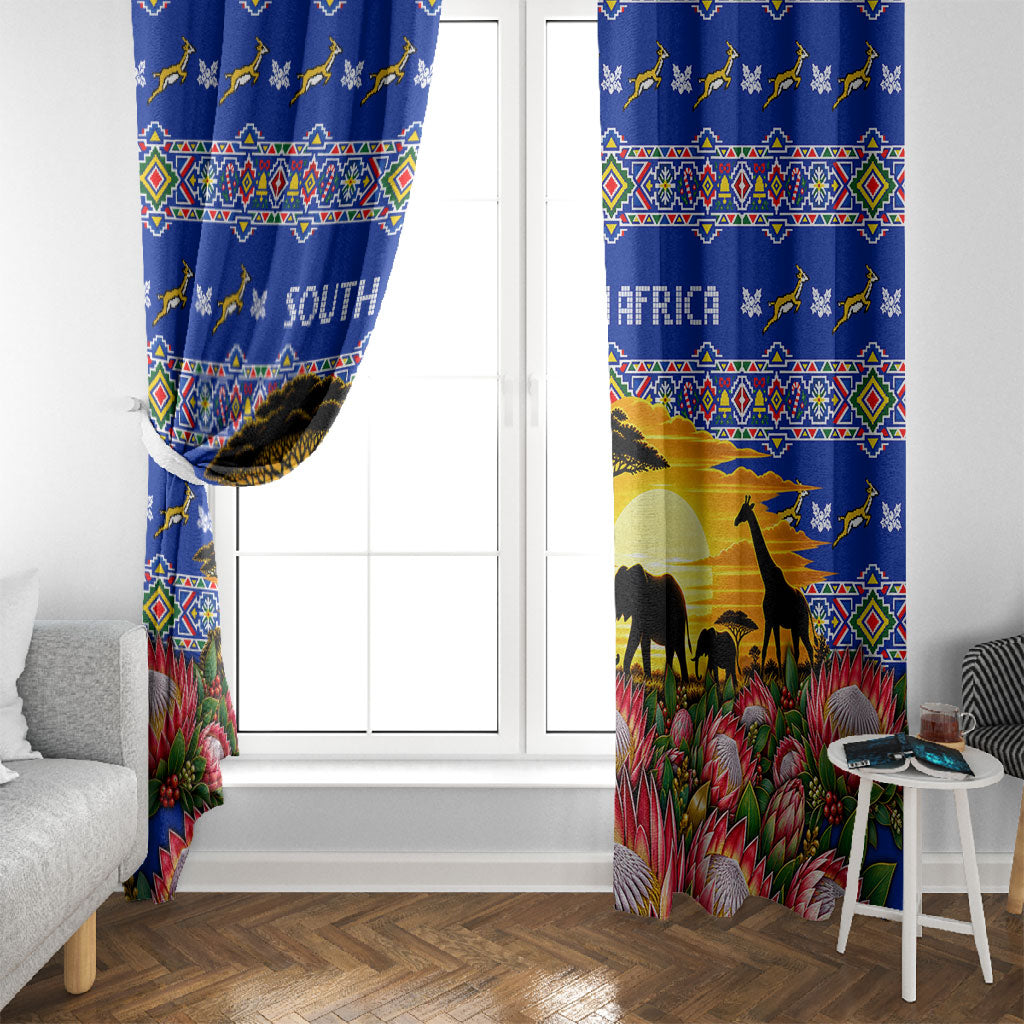 South Africa Christmas Window Curtain African Culture Protea Flower Safari Sunset