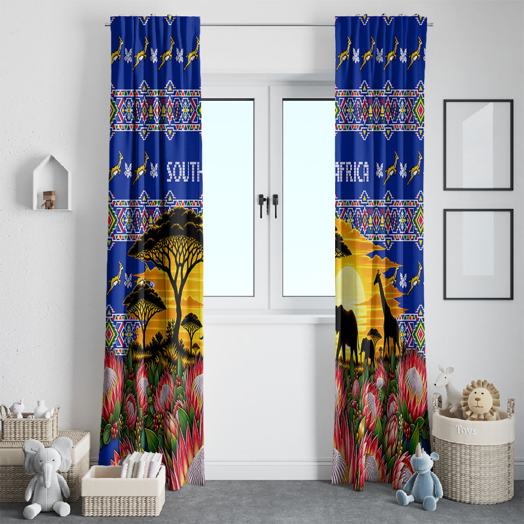 South Africa Christmas Window Curtain African Culture Protea Flower Safari Sunset