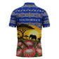 South Africa Christmas Zipper Polo Shirt African Culture Protea Flower Safari Sunset