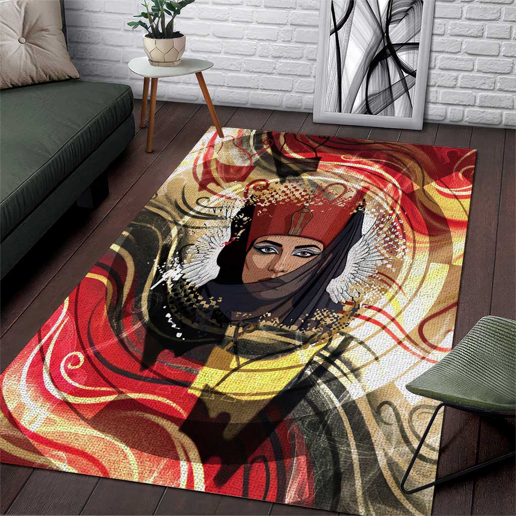 Amunet Area Rug with Egyptian Queen Portrait Ancient Mythology