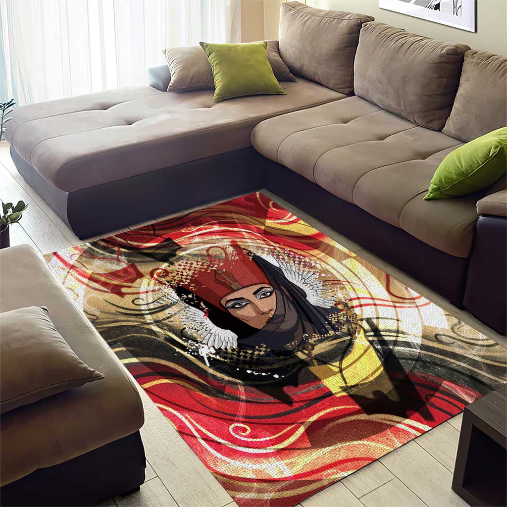Amunet Area Rug with Egyptian Queen Portrait Ancient Mythology