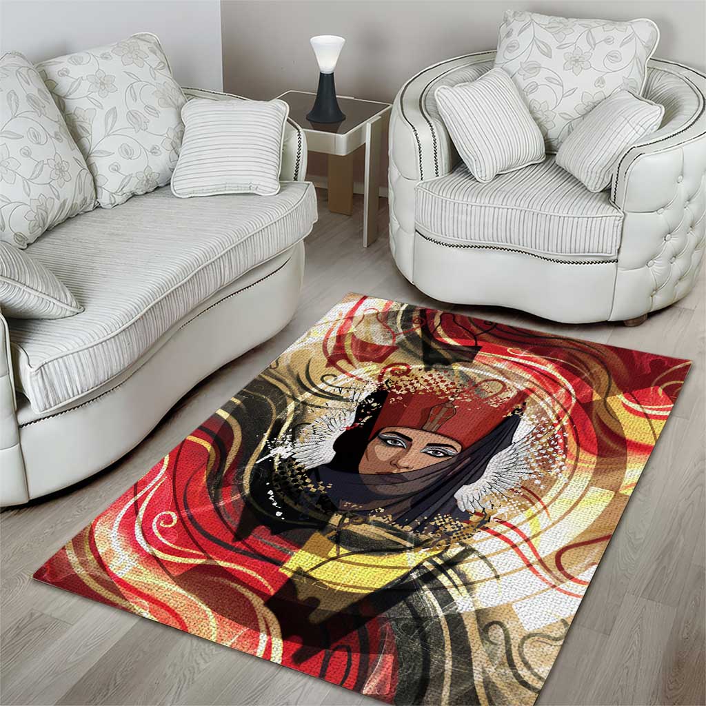 Amunet Area Rug with Egyptian Queen Portrait Ancient Mythology