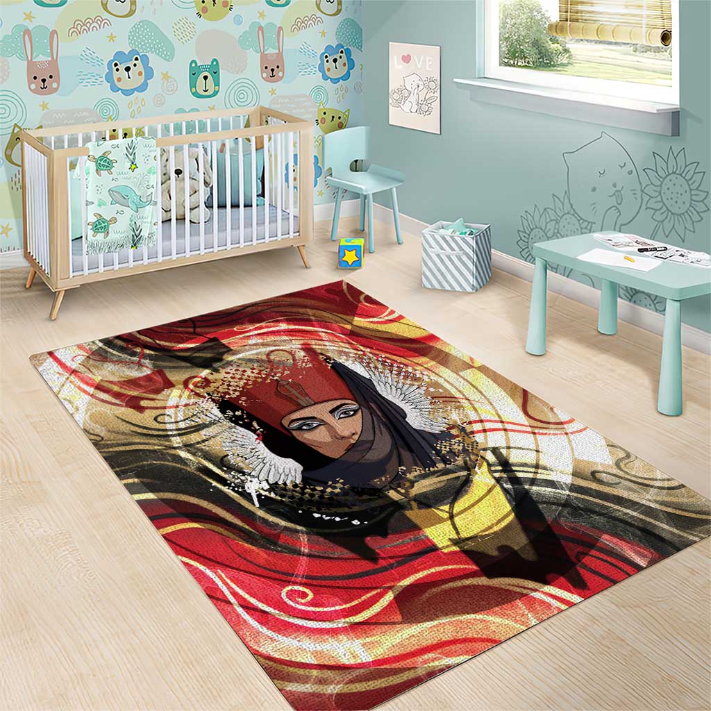 Amunet Area Rug with Egyptian Queen Portrait Ancient Mythology