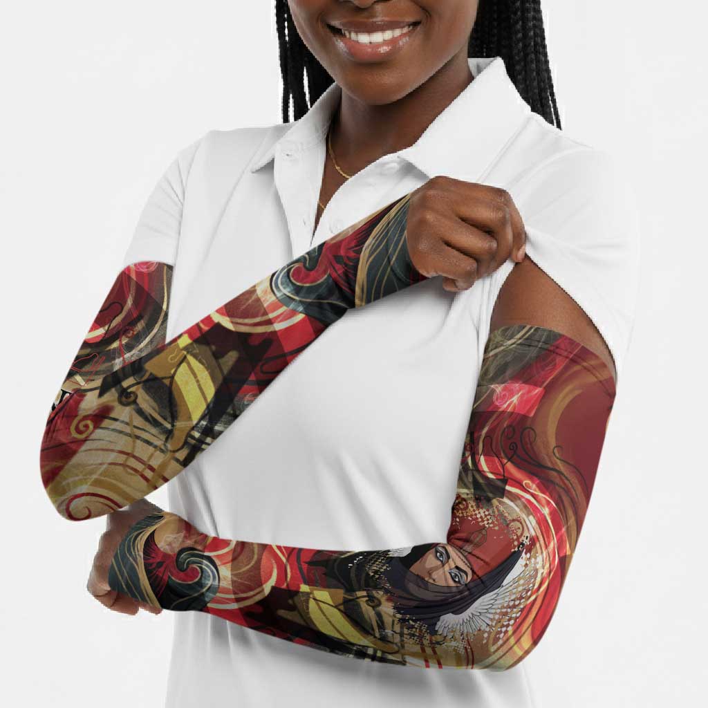 Amunet Arm Sleeves with Egyptian Queen Portrait Ancient Mythology