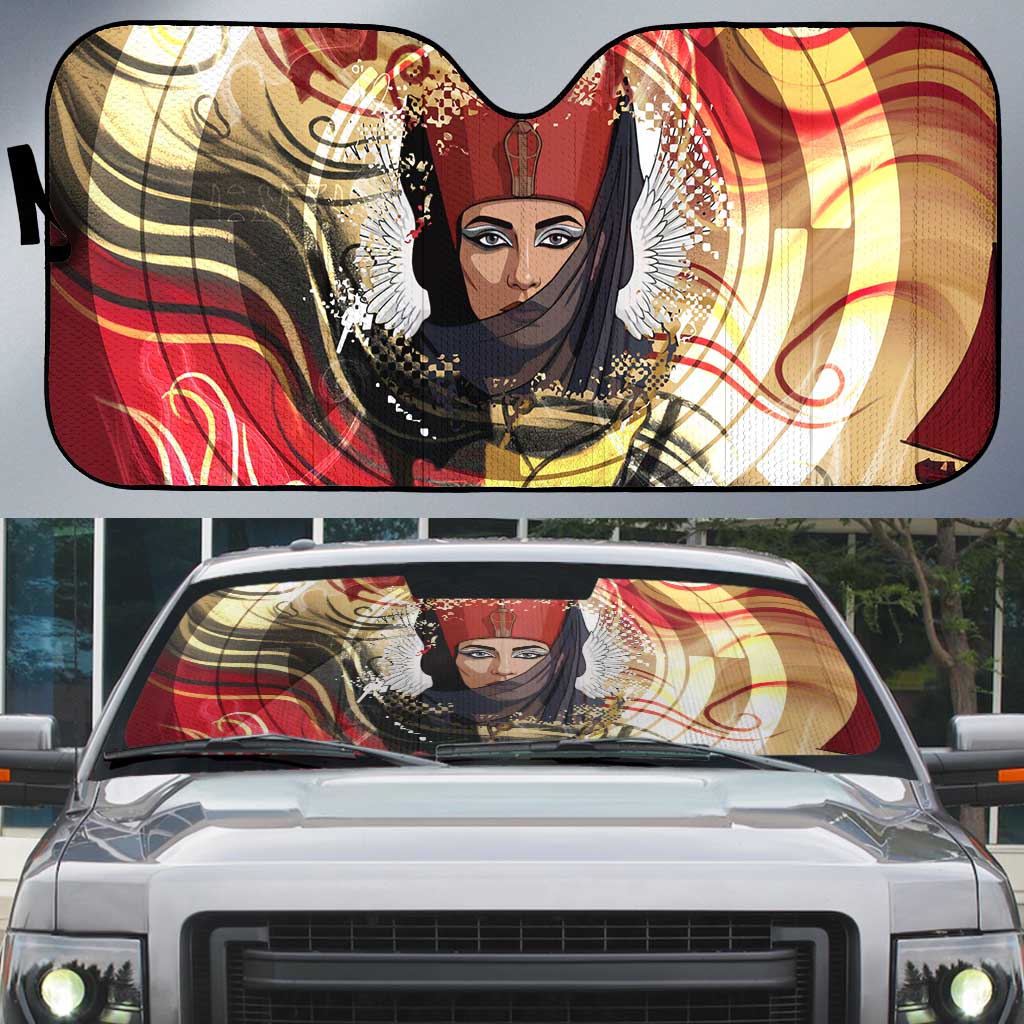Amunet Auto Sun Shade with Egyptian Queen Portrait Ancient Mythology