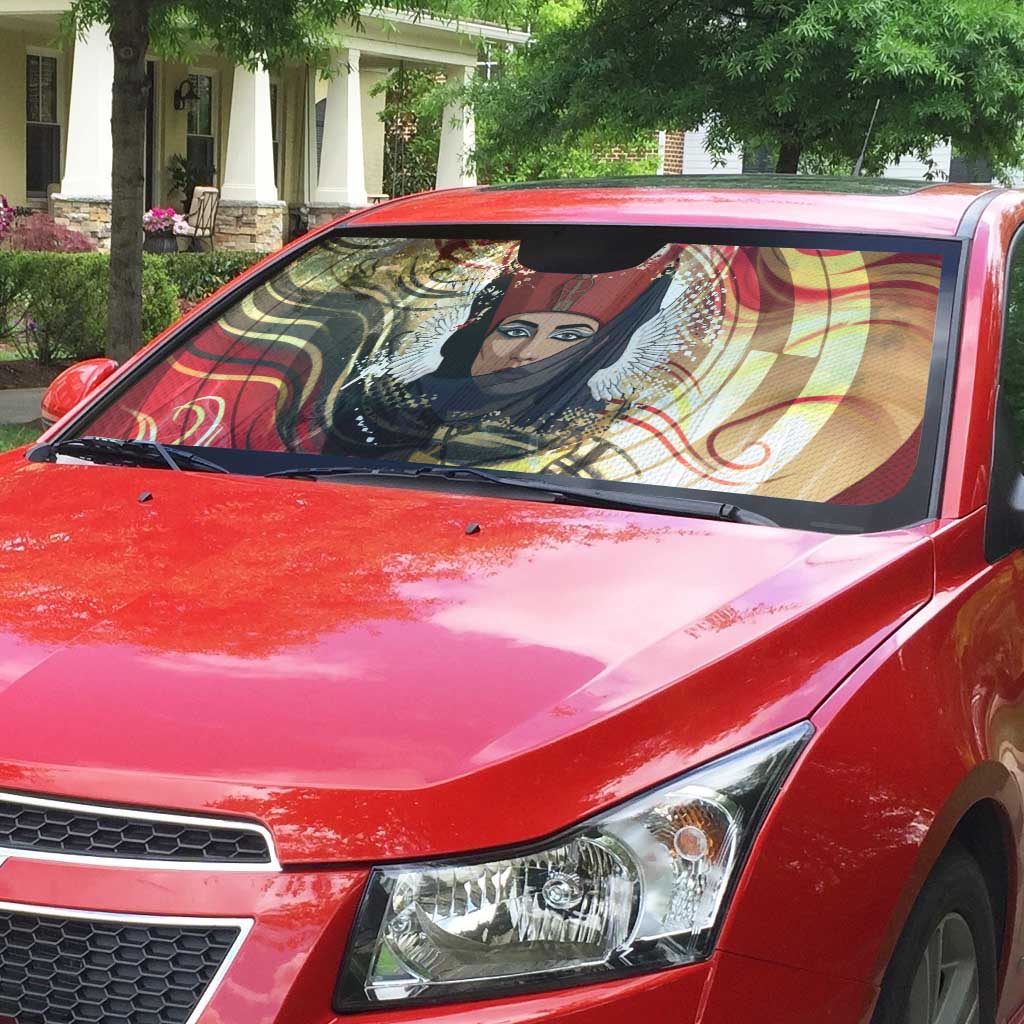 Amunet Auto Sun Shade with Egyptian Queen Portrait Ancient Mythology