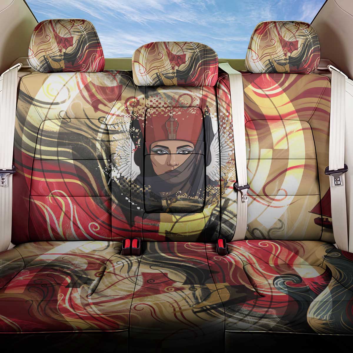 Amunet Back Car Seat Cover with Egyptian Queen Portrait Ancient Mythology