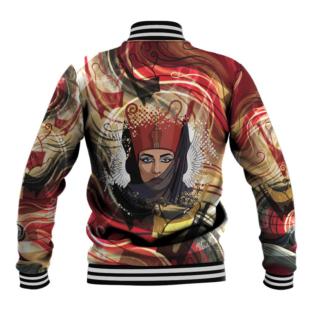 Amunet Baseball Jacket with Egyptian Queen Portrait Ancient Mythology