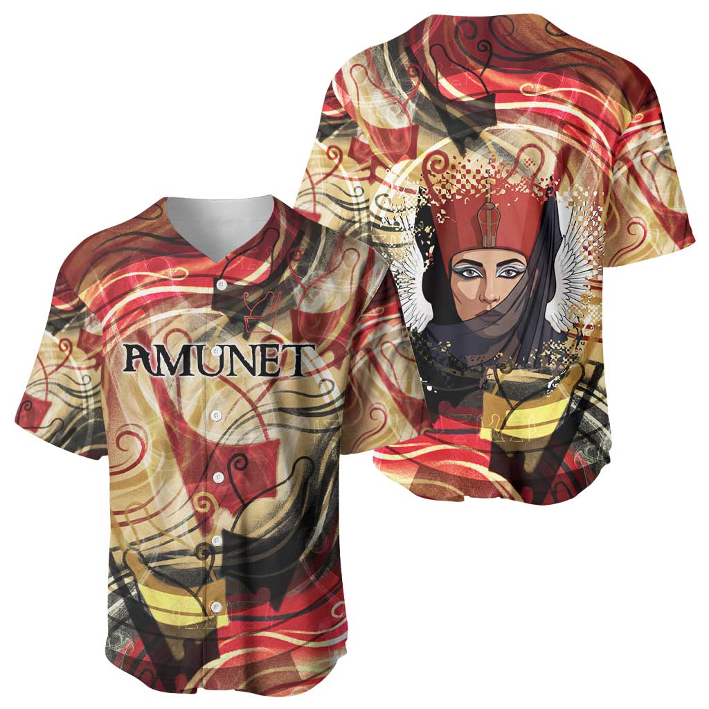 Amunet Baseball Jersey with Egyptian Queen Portrait Ancient Mythology
