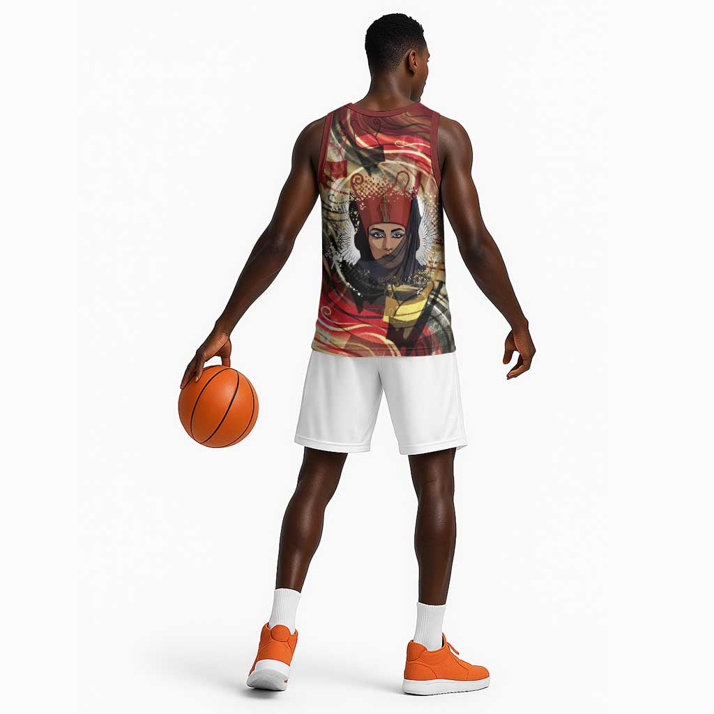 Amunet Basketball Jersey with Egyptian Queen Portrait Ancient Mythology