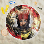 Amunet Beach Blanket with Egyptian Queen Portrait Ancient Mythology