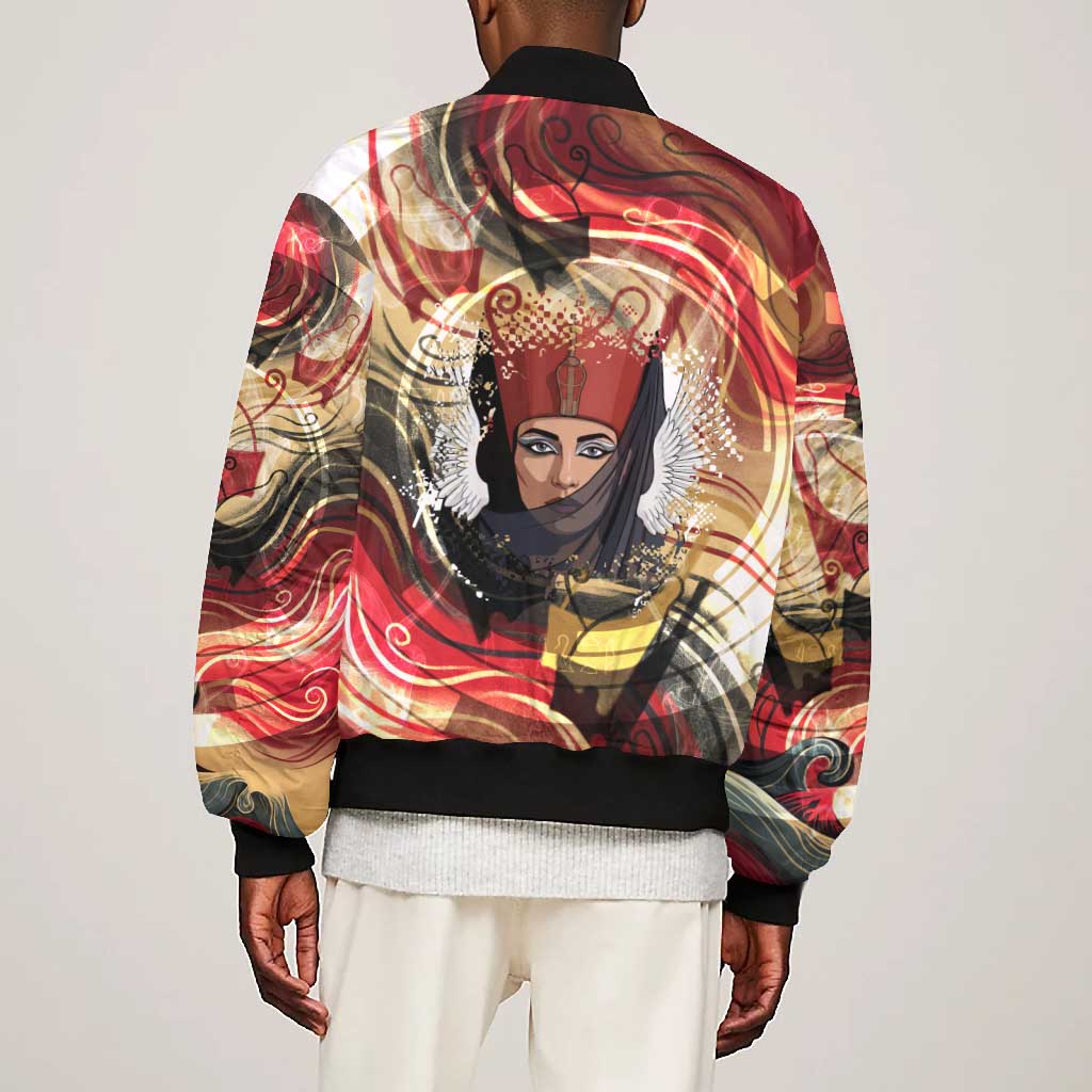 Amunet Bomber Jacket with Egyptian Queen Portrait Ancient Mythology
