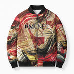Amunet Bomber Puffer Jacket with Egyptian Queen Portrait Ancient Mythology