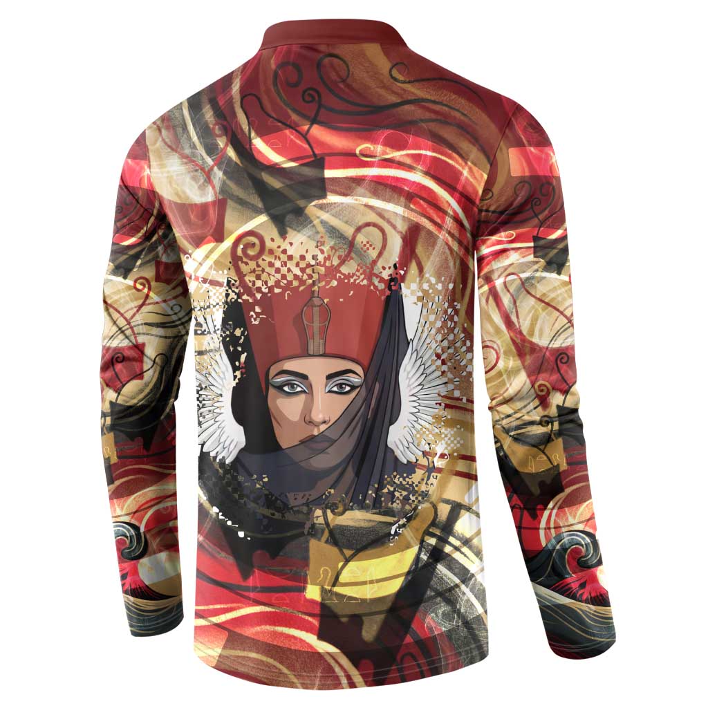Amunet Button Sweatshirt with Egyptian Queen Portrait Ancient Mythology