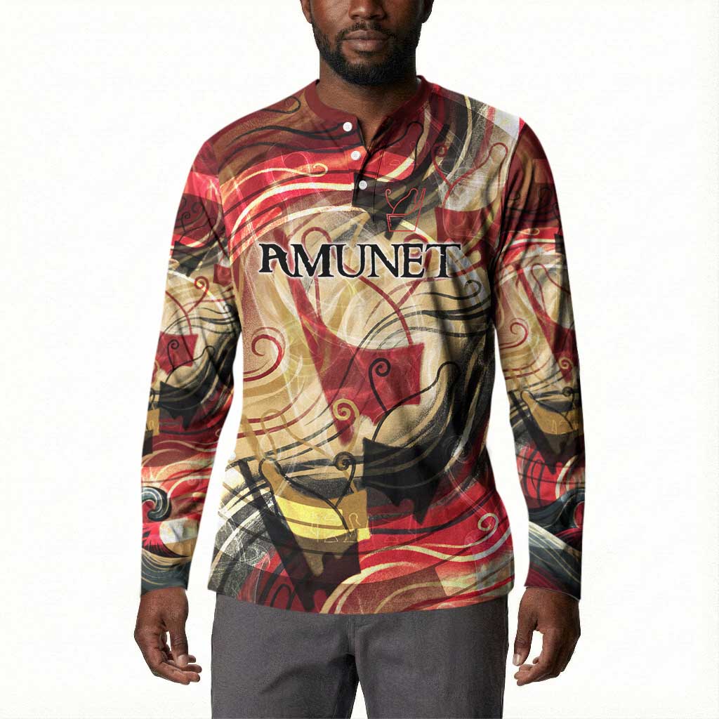 Amunet Button Sweatshirt with Egyptian Queen Portrait Ancient Mythology