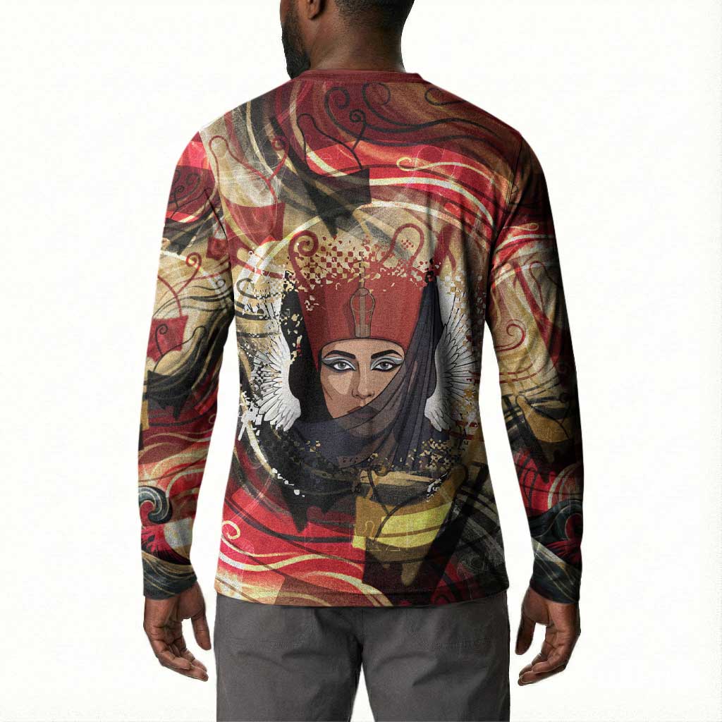 Amunet Button Sweatshirt with Egyptian Queen Portrait Ancient Mythology