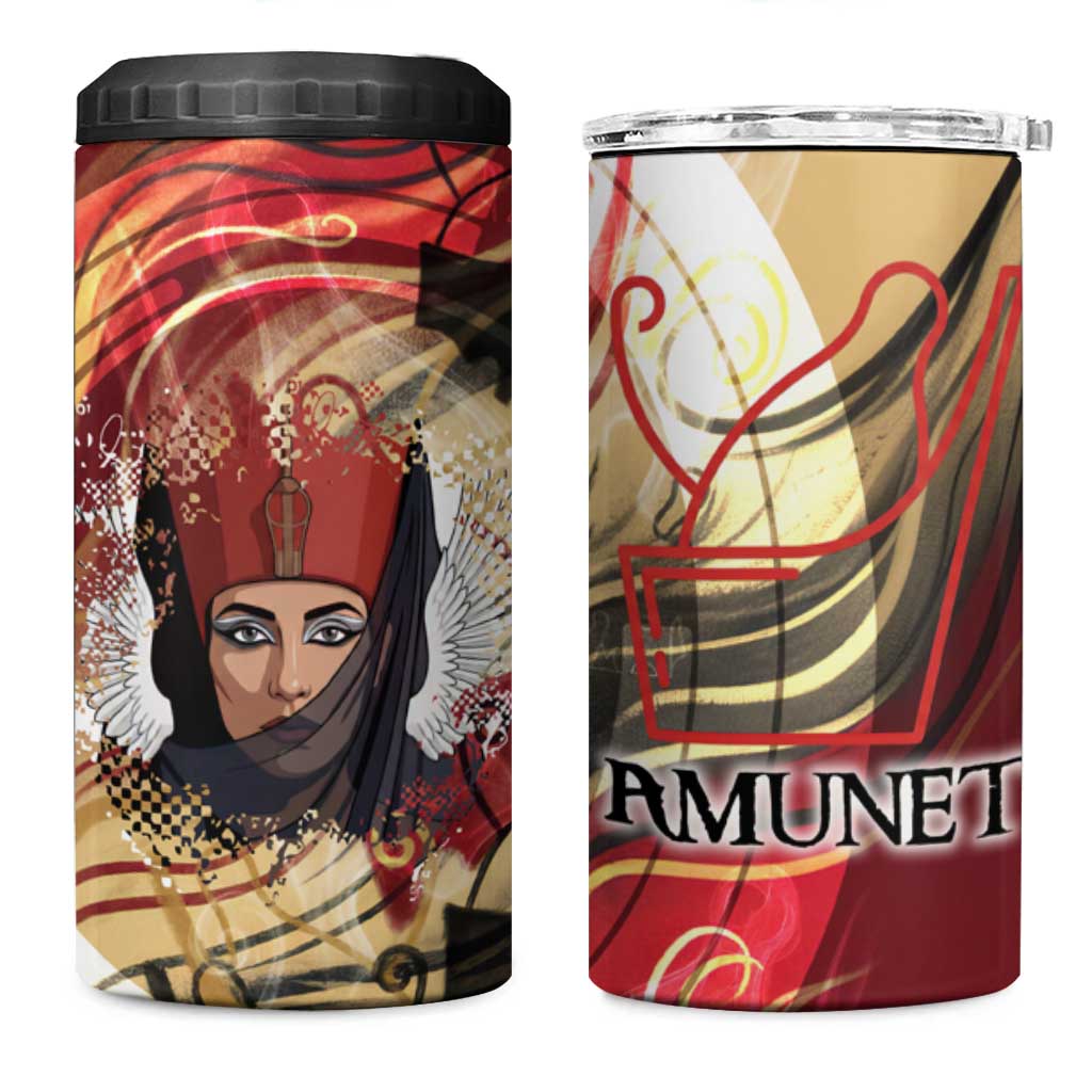 Amunet 4 in 1 Can Cooler Tumbler with Egyptian Queen Portrait Ancient Mythology
