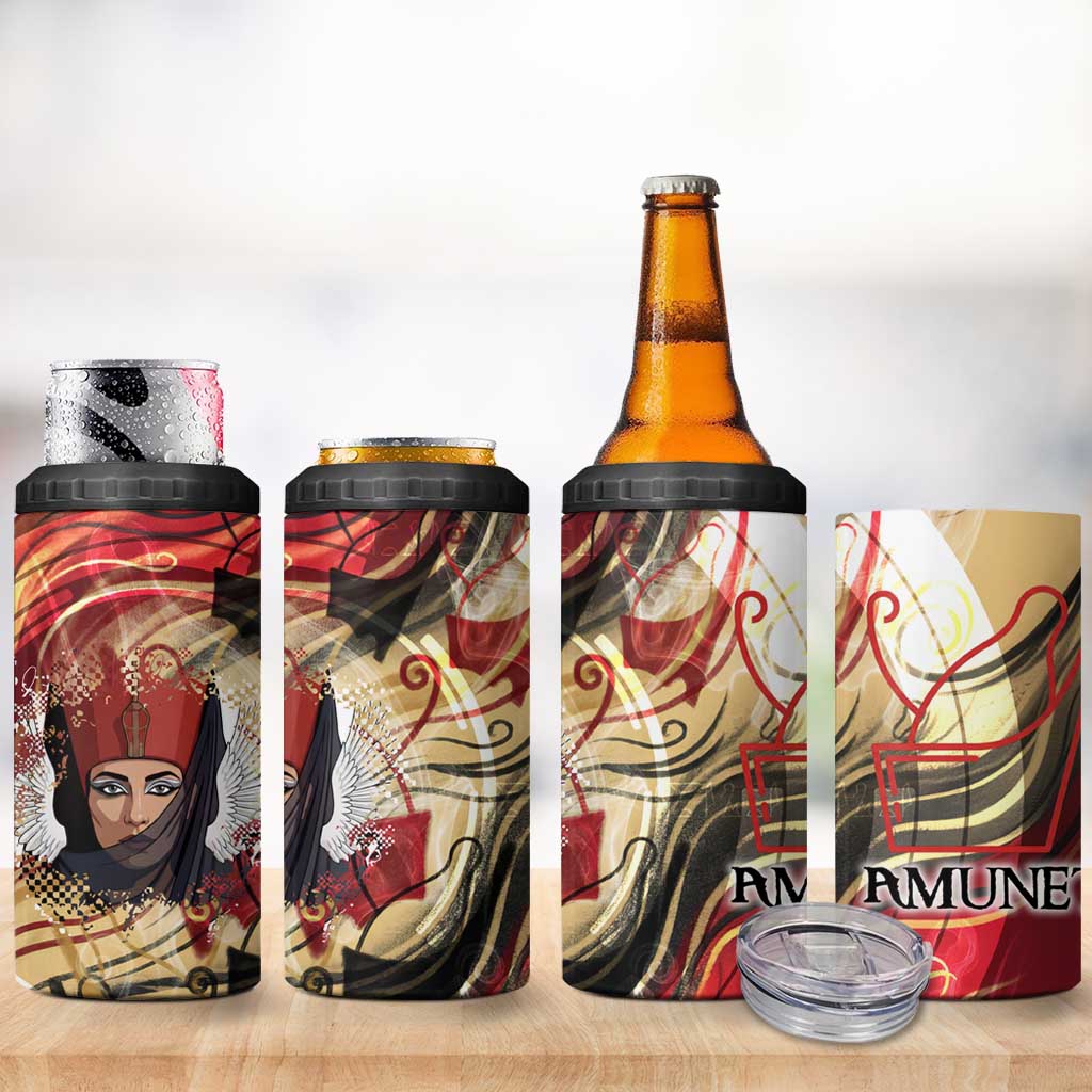 Amunet 4 in 1 Can Cooler Tumbler with Egyptian Queen Portrait Ancient Mythology