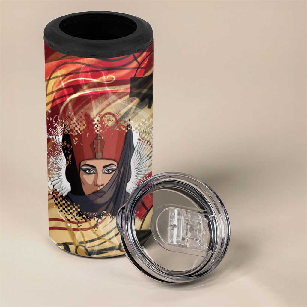 Amunet 4 in 1 Can Cooler Tumbler with Egyptian Queen Portrait Ancient Mythology