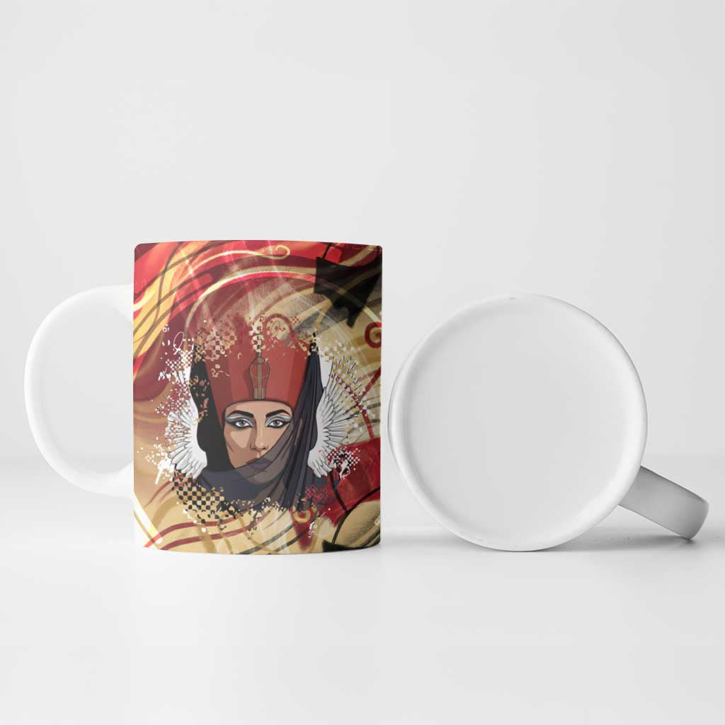 Amunet Ceramic Mug with Egyptian Queen Portrait Ancient Mythology