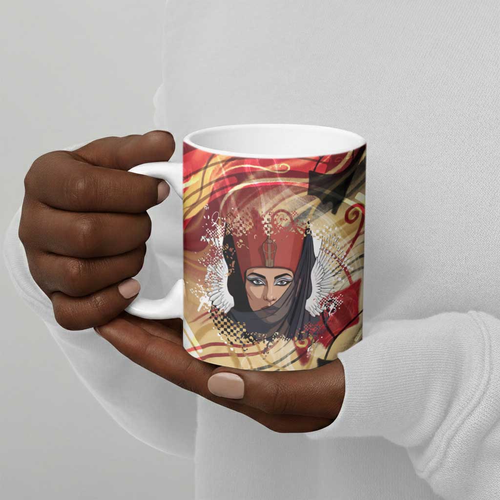 Amunet Ceramic Mug with Egyptian Queen Portrait Ancient Mythology