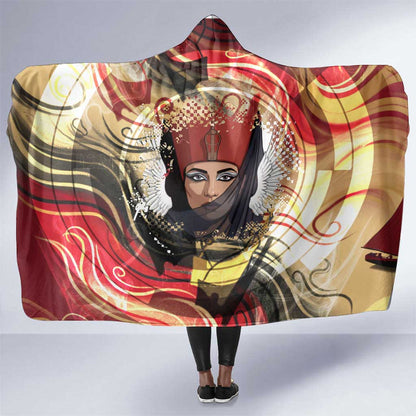 Amunet Hooded Blanket with Egyptian Queen Portrait Ancient Mythology