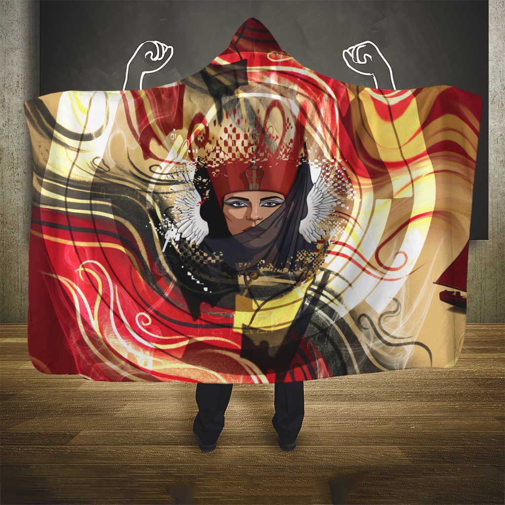 Amunet Hooded Blanket with Egyptian Queen Portrait Ancient Mythology